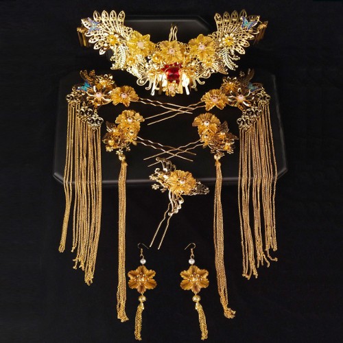 Chinese ancient traditional empress queen princess cosplay hair accessories chinese wedding bridal drama photos cosplay phoenix headdress